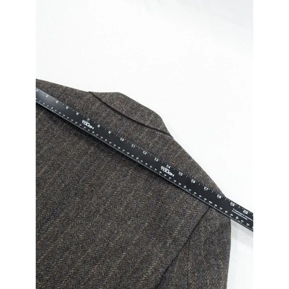 Haggar‎ Tweed Wool Blazer Suit Jacket Brown Double Striped Wool40L 42 Chest